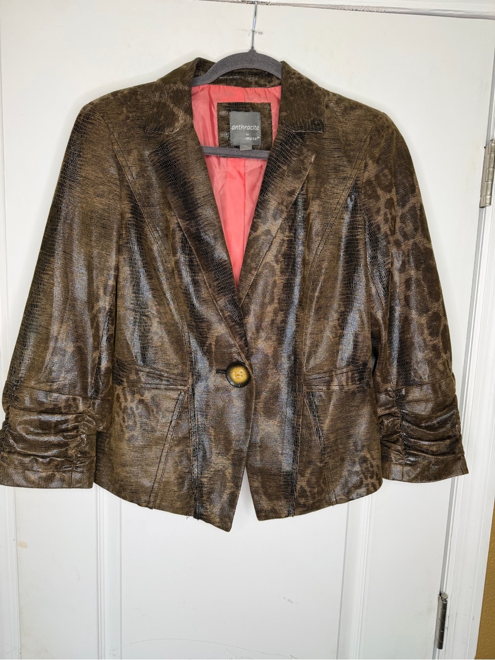 Anthracite by Muse Women’s Brown Snakeskin Patterned Blazer Jacket. Size M.